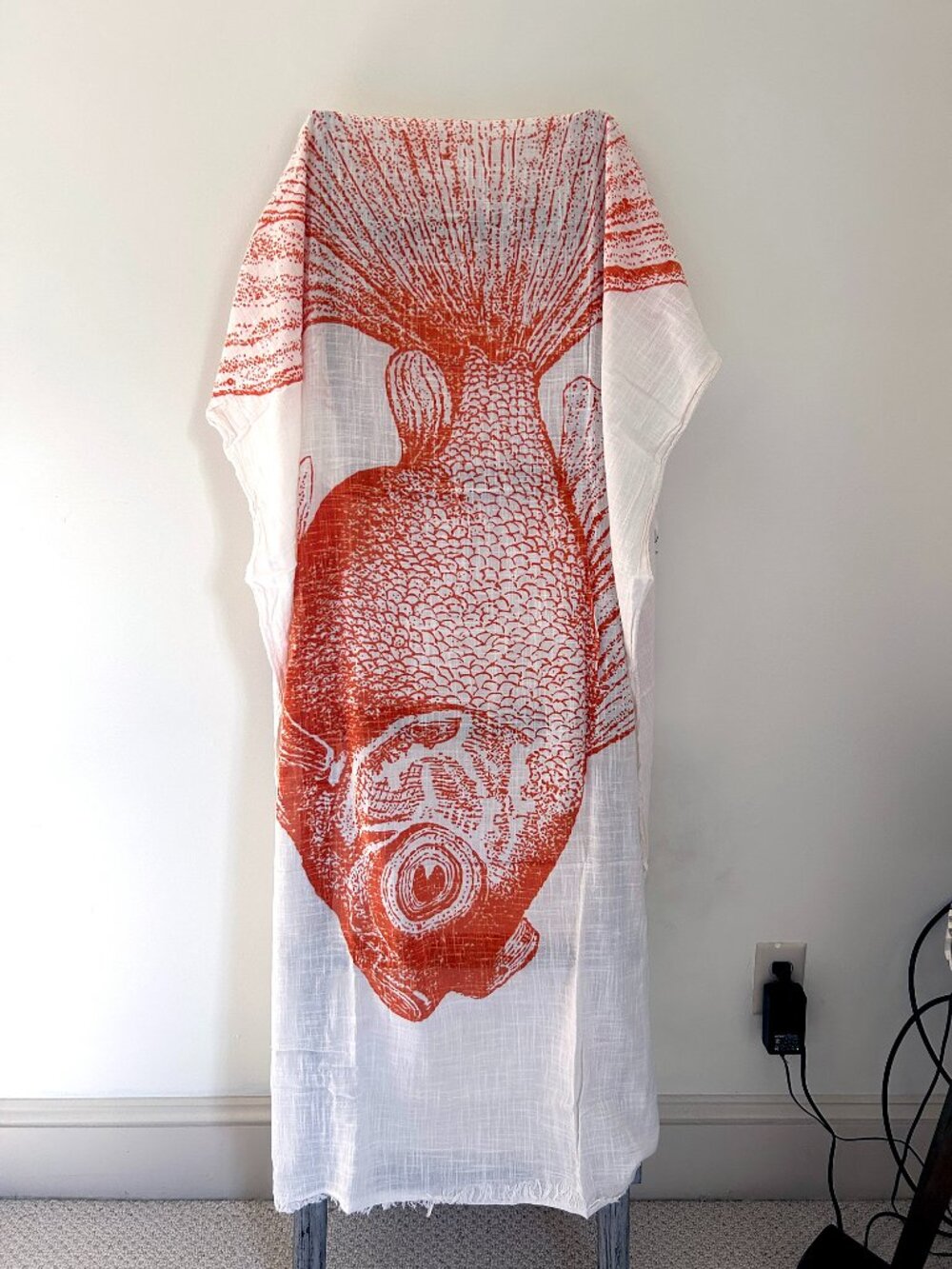 Thomas Paul Screen Printed Goldfish Textile - Cotton Wrap, Scarf, Sarong, Shawl